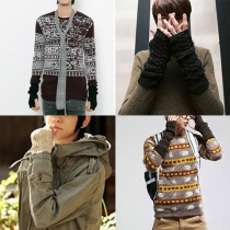 Fashion Solid Color Knit Fingerless Long Gloves
