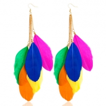 Bohemian Style Colorful Feathers Earrings