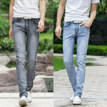 Fashion High Waist Slim Fit Men's Straight Jeans