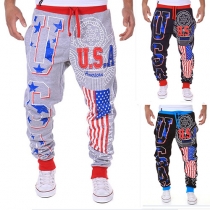 Fashion American Flag Printed Men's Sports Pants