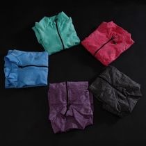 Fashion Solid Color Long Sleeve Stand Collar Sports Jacket