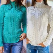 Fashion Solid Color Long Sleeve Turtleneck Sweater
