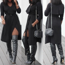 Fashion Solid Color Sleeveless Lapel Trench Coat