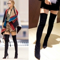 Fashion Pointed Toe High-heel Side Zipper Over The Knee Boots