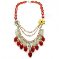 Fashion Colorful Agate Pendant Multilayer Necklace