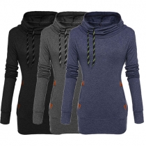 Fashion Solid Color Long Sleeve Slim Fit Hoodies (Size falls mall)