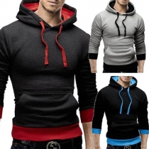 Fashion Contrast Color Long Sleeve Men's Hoodies