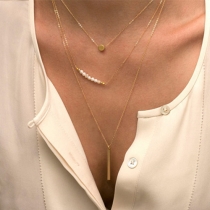 Fashion Gold-tone Pearl Pendant Multilayer Necklace
