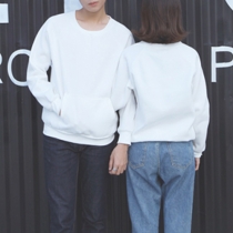 Fashion Solid Color Long Sleeve Round Neck Couple Sweatshirt