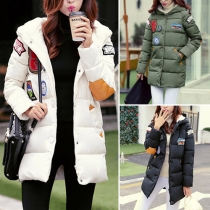 Fashion Long Sleeve Hooded Embroidered Padded Coat