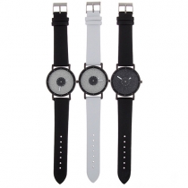 Fashion PU Leather Watch Band Round Dial Quartz Watch