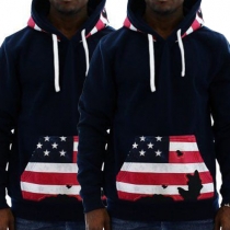 Fashion American Flag Printed Long Sleeve Men's Hoodies