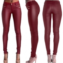 Sexy Low-waist Slim Fit PU Leather Pants