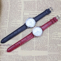 Fashion PU Leather Watch Band Round Dial Quartz Watch