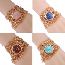 Ethnic Style Alloy Chain Watch Band Round Dial Bracelet Watch