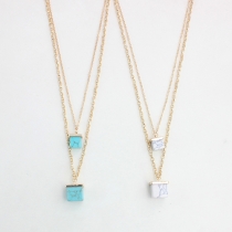 Fashion Turquoise Pendant Dual-layer Necklace