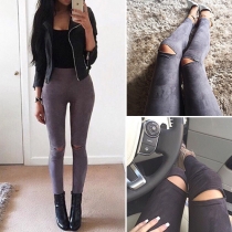 Distressed Style High Waist Slim Fit Ripped Pencil Pants