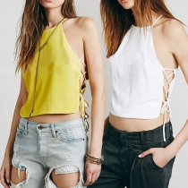 Sexy Solid Color Lace-up Cami Tops