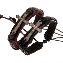 Retro Style Cross Braided PU Leather Bracelet