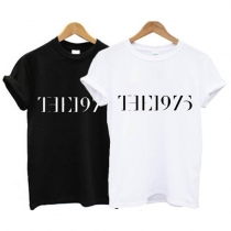 Casual Style Letters Printed Short Sleeve Round Neck Couple T-shirt