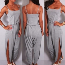 Sexy Slit Hem Solid Color Sling Jumpsuits