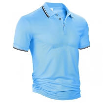 Fashion Solid Color Short Sleeve POLO Collar Men's T-shirt