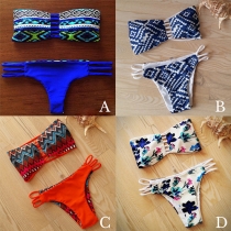 Sexy Printed Bandeau Bikini Set