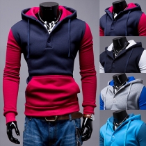 Fashion Contrast Color Long Sleeve Men's Hoodies