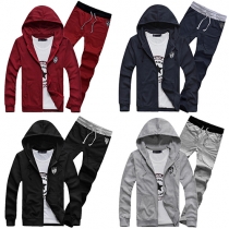 Fashion Solid Color Long Sleeve Hooded Men's Sports Suit