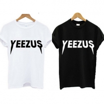 Fashion Letters Printed Short Sleeve Round Neck T-shirt