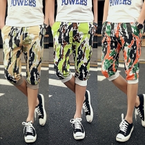 Fashion Camouflage Printed Men's Cropped Pants