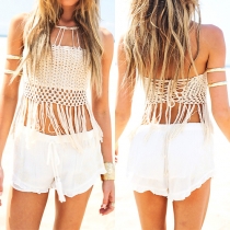 Sexy Hollow Out Knit Tassel Bikini