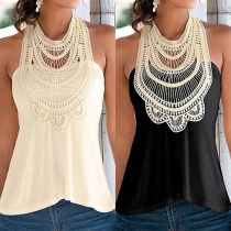 Sexy Lace Spliced Halter Tops 