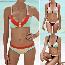 Sexy Contrast Color Bikini Set