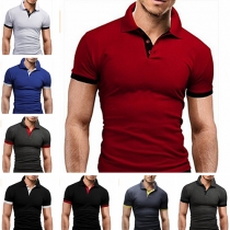 Fashion Contrast Color Short Sleeve Men's POLO T-shirt
