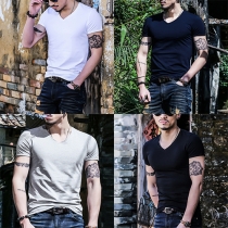 Fashion Solid Color Short Sleeve Casual Men's T-shirt
