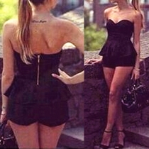 Sexy Strapless Flouncing Slim Fit Rompers