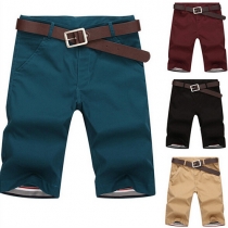 Fashion Solid Color Men's Casual Cropped Pants
