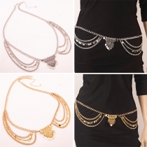 Retro Style Hollow Out Carving Pendant Tassel Waist Chain
