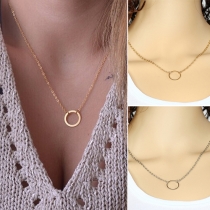 Fashion Gold/Silver-tone Metal-ring Pendant Necklace