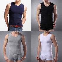 Fashion Solid Color Round Neck Men's Sports Tank Tops 