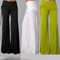 Fashion Solid Color High Waist Wide Leg Pants