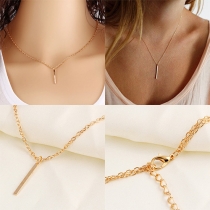 Fashion Gold-tone Metal Stick Pendant Necklace