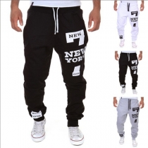 Fashion Printed Elastic Waist Men's Sports Capri Pants