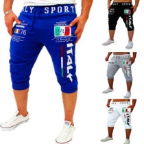 Casual Style Letters Printed Men's Sports Capri Pants