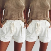 Fashion Solid Color High Waist Casual Shorts