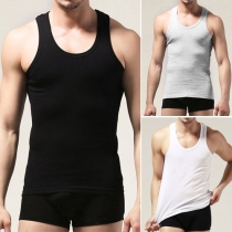 Fashion Solid Color Round Neck Men's Tank Tops 