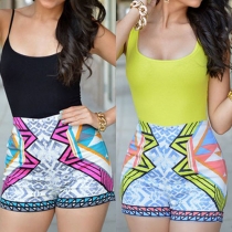 Sexy Backless High Waist Printed Sling Rompers