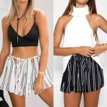 Fashion High Waist Striped Shorts