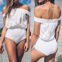 Sexy Slash Neck Solid Color One-piece Swimsuit